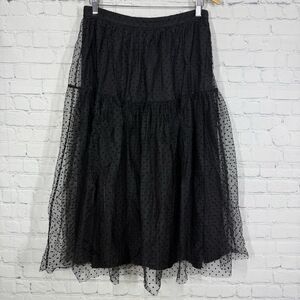H&M Midi Skirt Women Size 10 Polka Dot Layered Tulle Goth Romantic Feminine